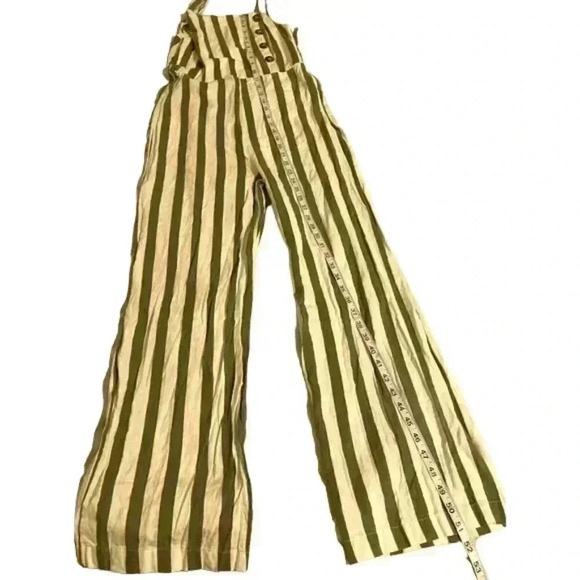 C&c CALIFORNIA Olive Green/ White STRIPED JUMPSUIT  Small Size - Picture 4 of 7
